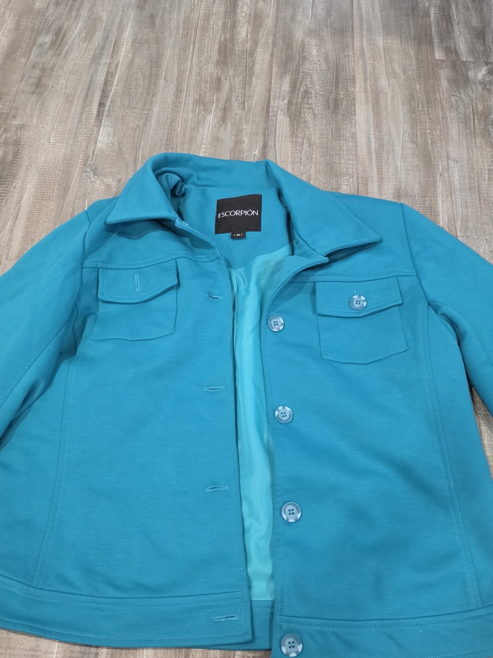 Women's Teal Button-Front Jean Jacket